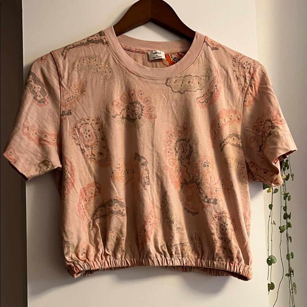 Wilfred Blush Paisley Short Sleeve Crop Top